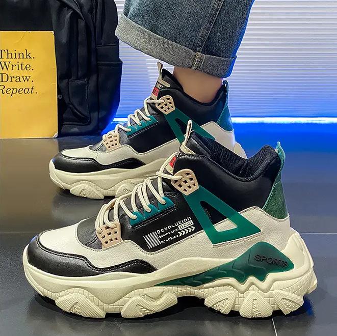 

Высокие мужские туфли осень-зима 2024 новый модный бренд молодежные спортивные и досуговые туфли на толстой подошве с нескользящей подошвой для папы 41