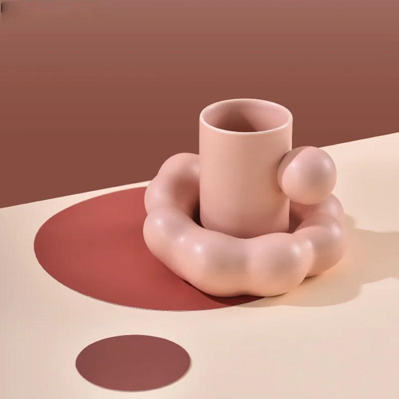 Home Ceramic Mug Creative Shape Breakfast Coffee Cup Couple Milk Cup 280ml Coffee Mug Living Room Decoration Dining Tableware