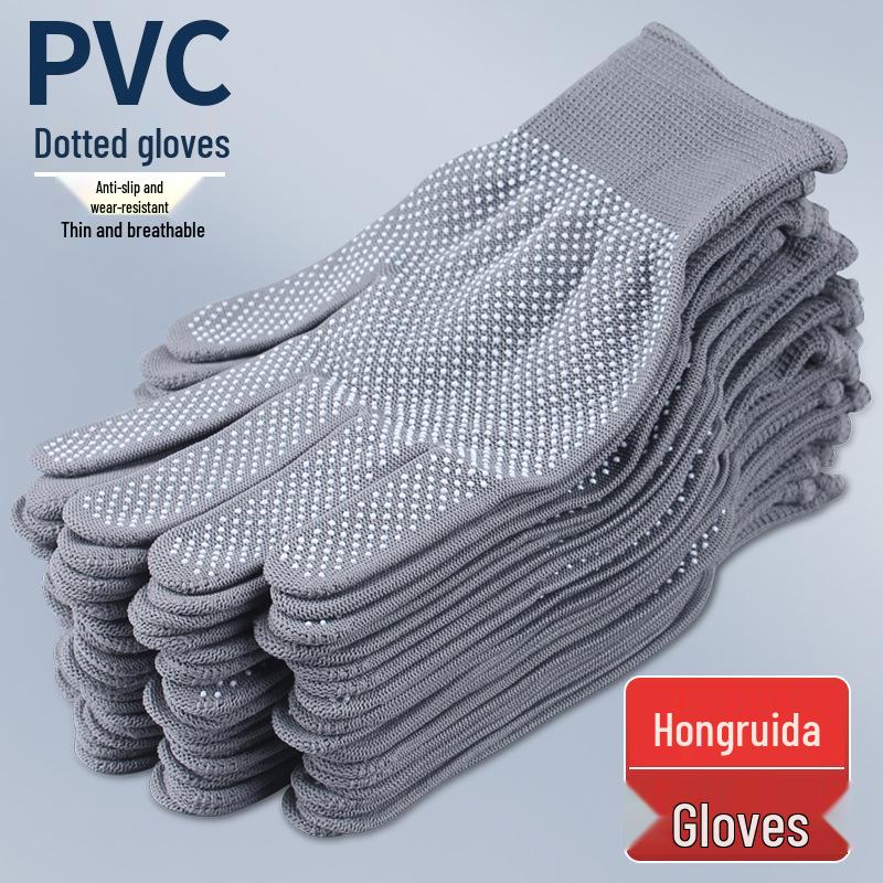 Nylon Anti-Slip Wear-Resistant Dotting Gloves for Men and Women - Thin, Glue-Coated, Ideal for Driving and Handling Tasks