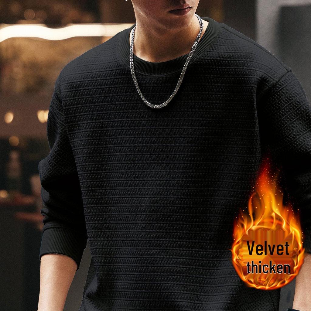 Moletom Americano Leve de Luxo Masculino Ge Lan Lu - Tendência Outono/Inverno, Com Pelúcia, Manga Longa, Caimento Solto Casual