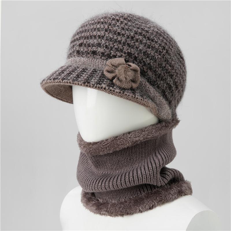 Autumn and winter hats Women's knitted hats Fleece warm wool hats Cold-proof cotton hats