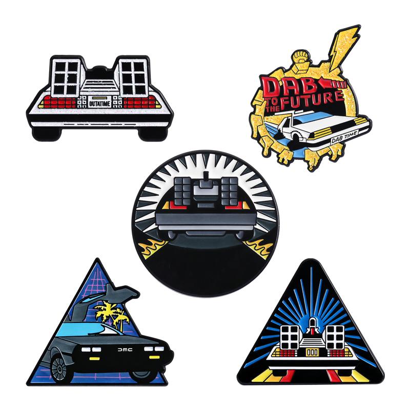 Xiaomi 2-7pcs/set Back To Future Retro Time Machine Enamel Pins Rock Band Punk Skull Cross Anime Game Dog Brooch Bag Badge Jewelry Gift