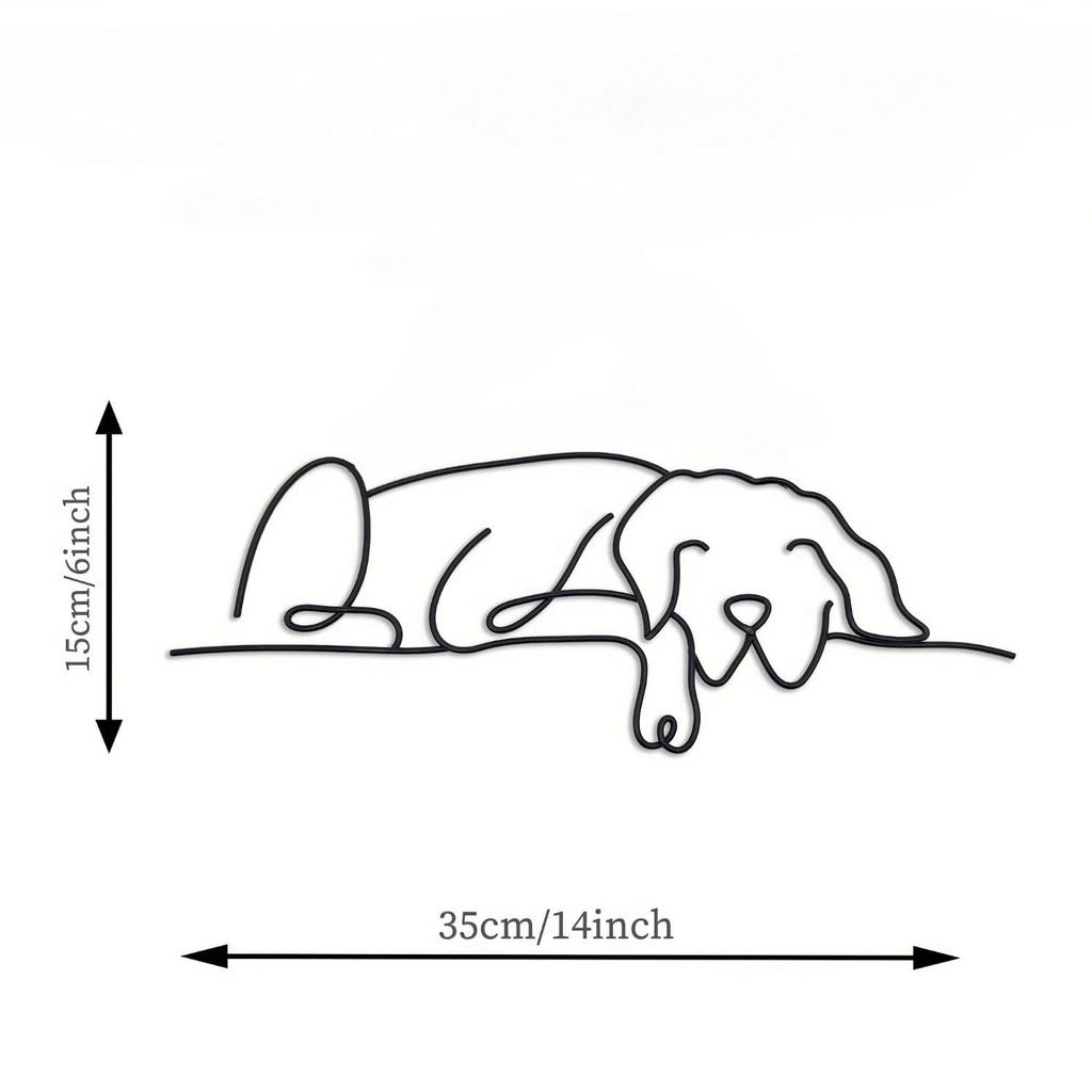Modern Metal Sleeping Dog Wall Art, Minimalist Home Decor, Housewarming Gift