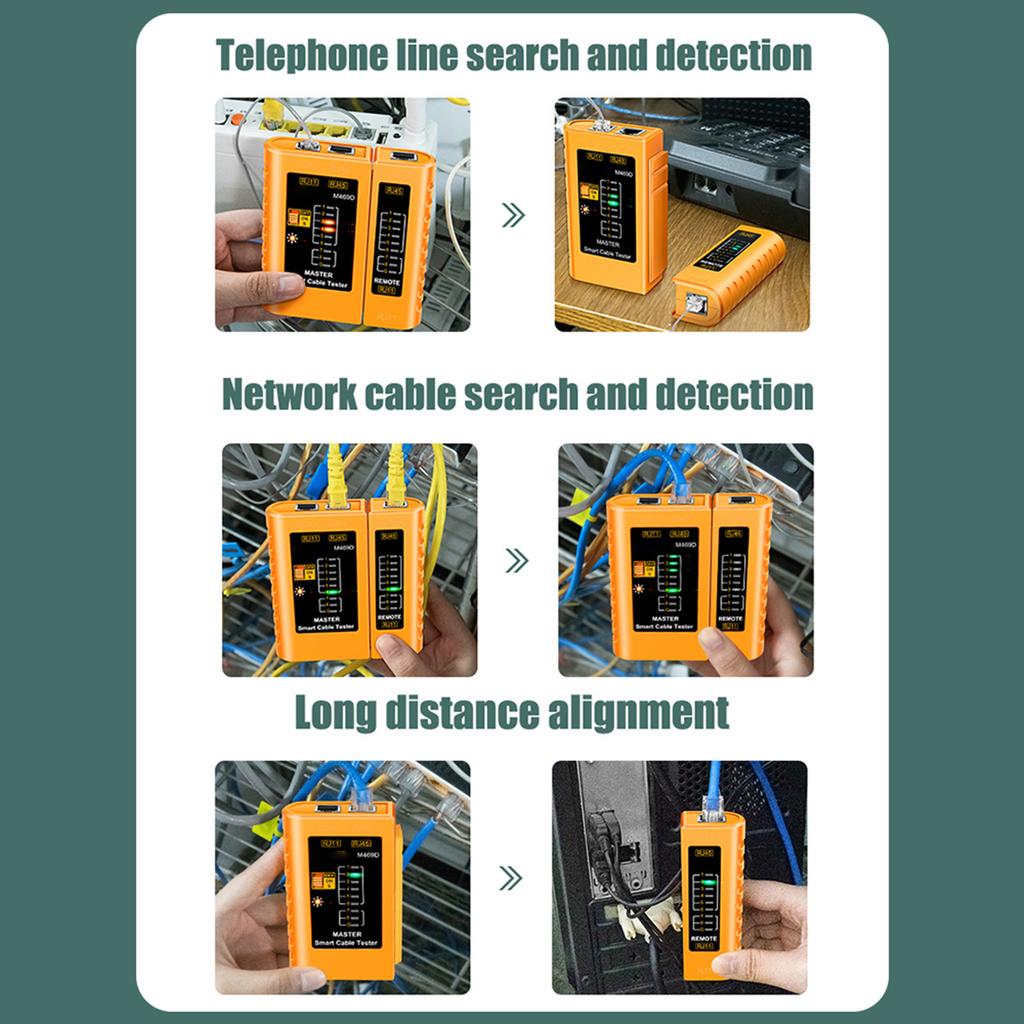 M469D   Cable Tester Pairing Instrument for RJ11 RJ45 Telephone Lines with LED Indicator, On-off CheckingCelsius Shielded   CableCel