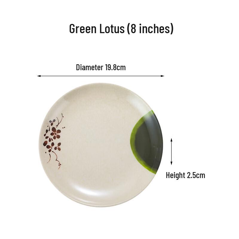 Fango Green Lotus 8-inch Melamine Buffet Plate Set