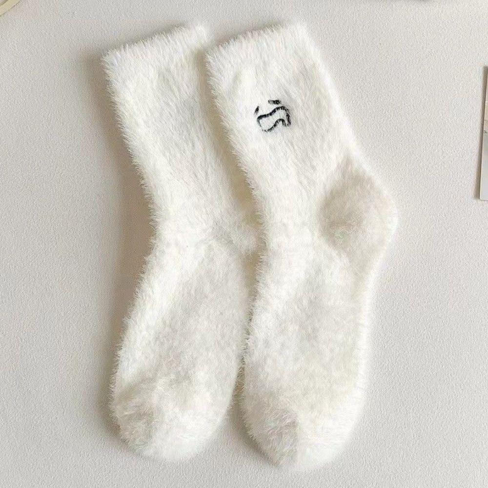 5Pairs Cartoon Plush Socks Embroidered Sleeping Socks Women Ins Mink Fur Socks  Girls