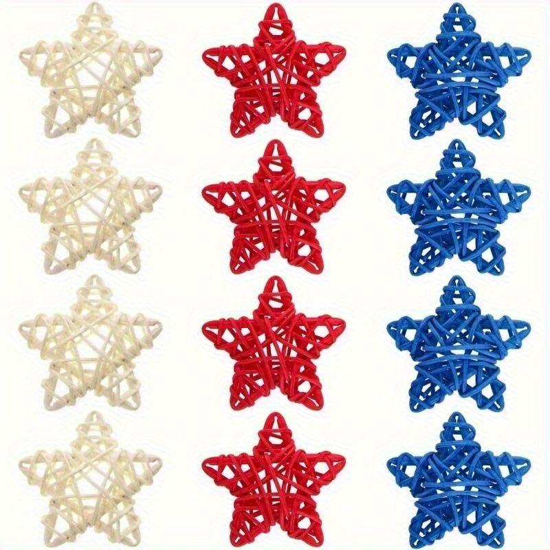 Woven Rattan Star Shaped Hanging Ornaments - Independence Day and Christmas Decoration, Shopping Mall and Home Window Decoration