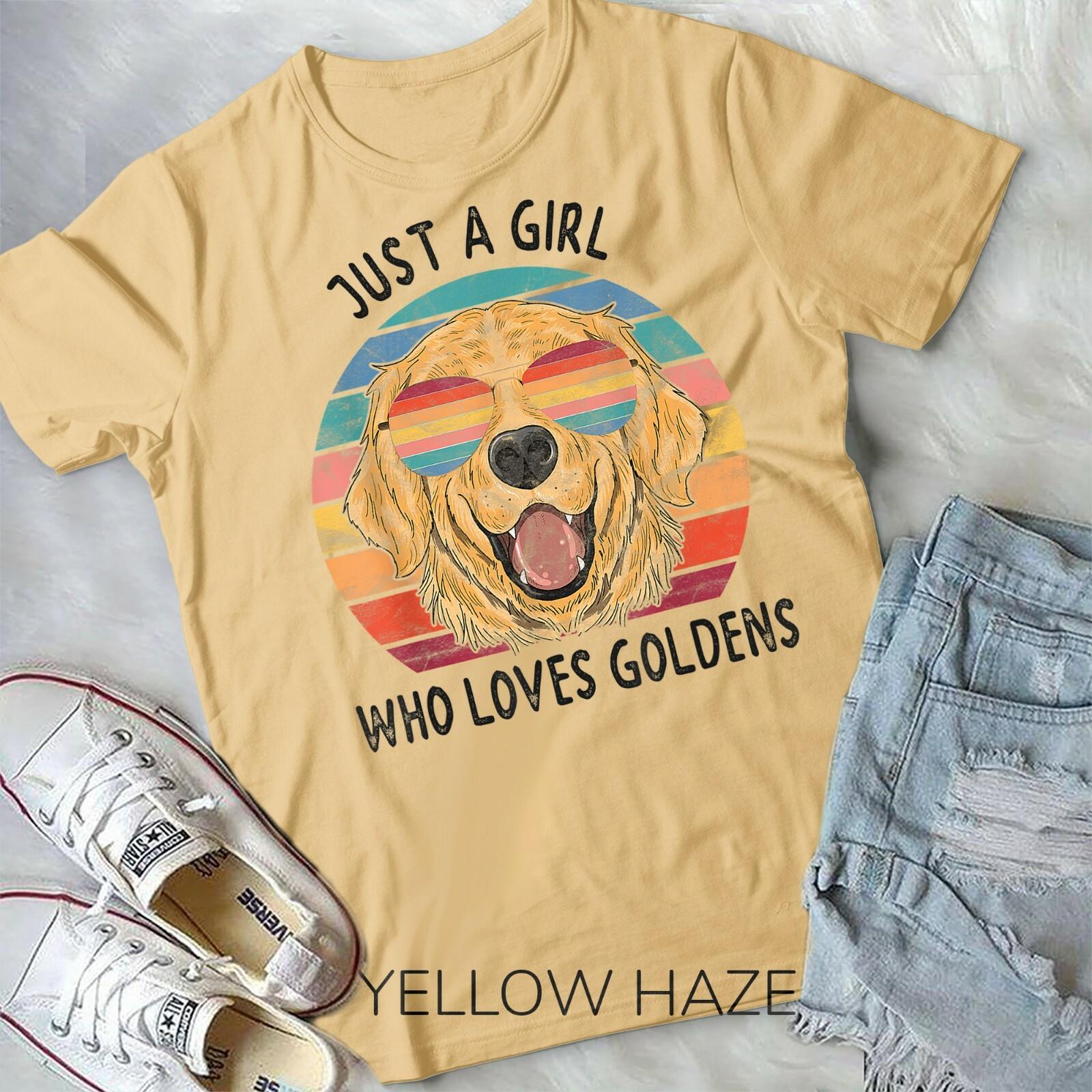 Girl Who Loves Golden Retrievers Dog Gifts Unisex Form T-shirt M