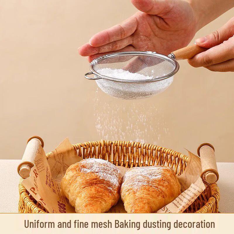 10cm Stainless Steel Mesh Strainer with Wooden Handle (Pack of 10)