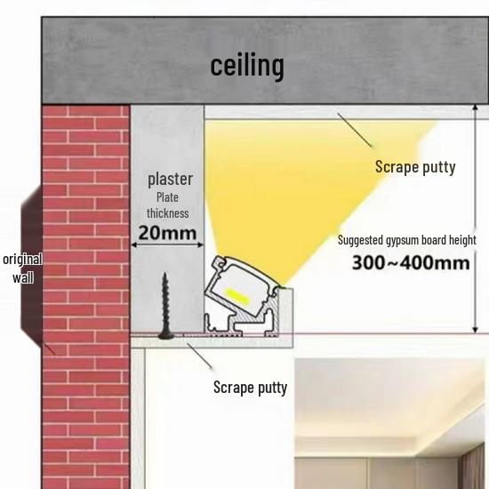 Beveled Linear Ambient Light: 45° Cove Ceiling Strip with Reflective Trough