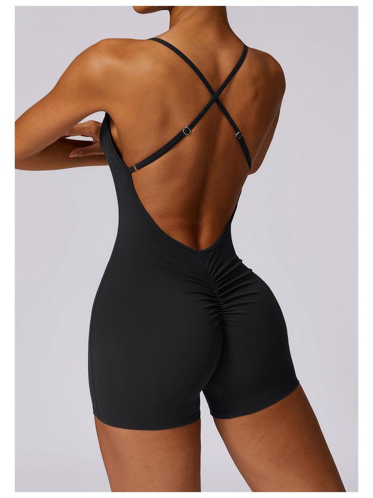 Dámská evropská a americká vysoce intenzivní nahá jógová kombinéza s vycpávkami na hrudníku