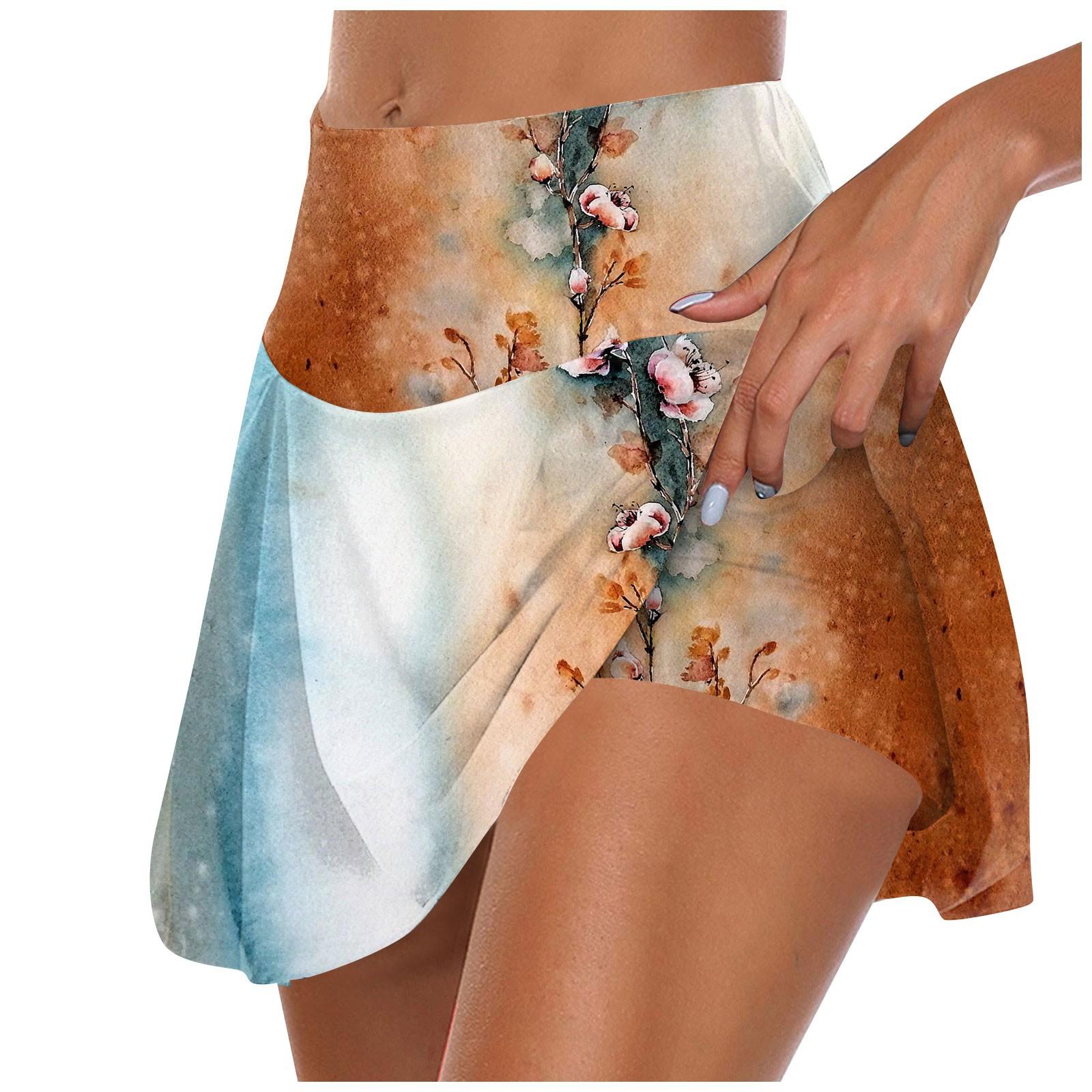 

Женские спортивные эластичные плиссированные теннисные юбки для бега, йоги, внутренние шорты, эластичные спортивные шорты для гольфа XXXXL оранжевый