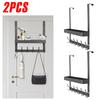 2Pcs Over the Door Organizer with 6 Hooks Aluminum No Drill Storage Rack Multi Purpose Clothes Hanger for Wallet Key Towel Coats