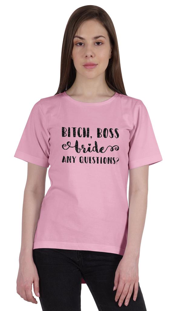 Inkdotpot Bitch,Boss Bride Any Question  Shirt Bride Bachelorette Party Shirts Bridal T-Shirt Wedding