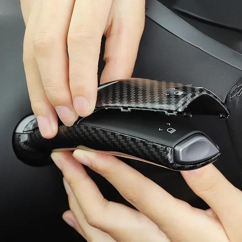 2pcs ABS Carbon Fiber Car Gear Shift Knob Trim Cover for Tesla Model 3/Y
