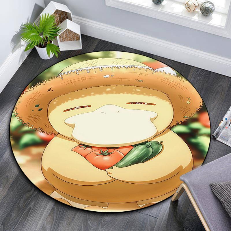 Psyduck Cartoon Pattern Round rug,Carpet Rug for Living Room Bedroom Playroom ,Non-slip Floor Mat,Holiday Gifts and Birthday Gifts.