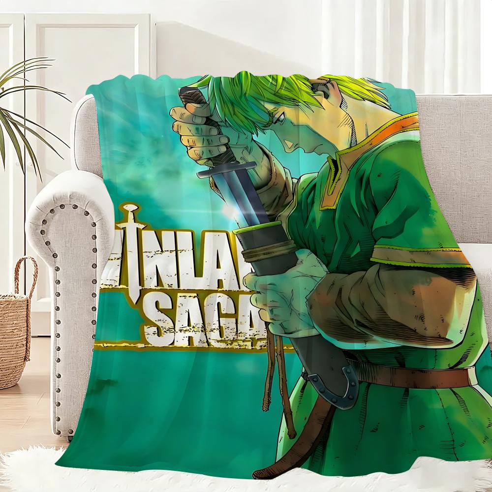 Cartoon VINLAND SAGA Throw Lightweight 240g Flannel Blanket Soft Skin-friendly for Summer Cooling