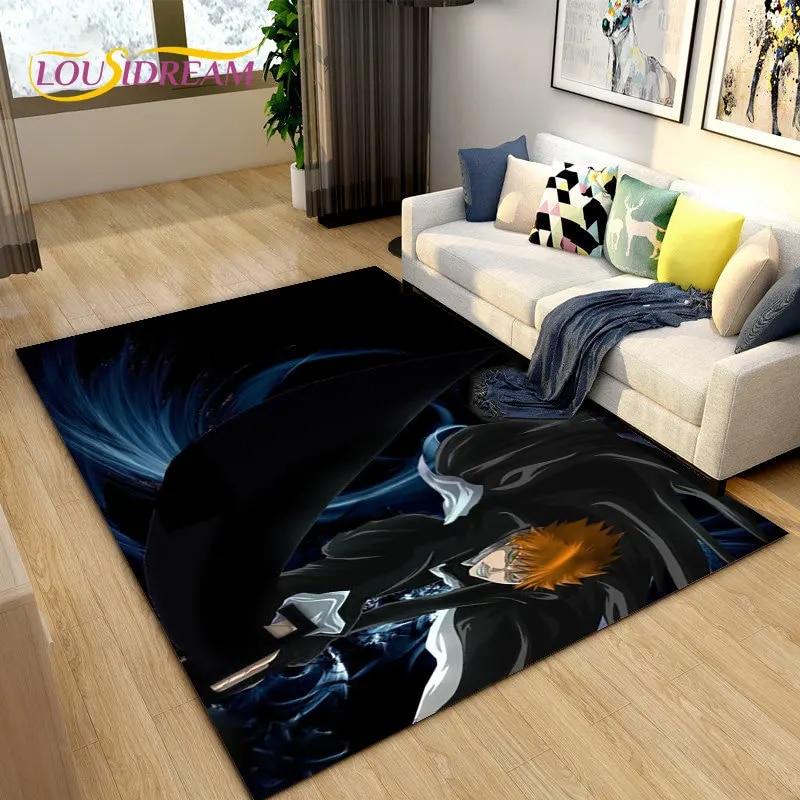 Bleach Japan Anime Cartoon Area Tapete Grande, Tapete de Carpete para Sala de Estar Quarto Sofá Capacho Decoração, Tapete de Piso Antiderrapante para Brincar de Criança