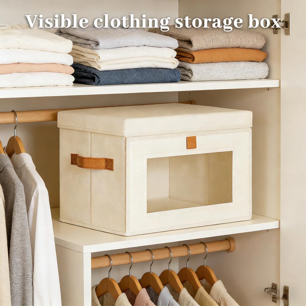 Folding Storage Box With Lid Visible Wardrobe Storage Clothes Storage Box Large Capacity Household Toys Miscellaneous Goods Storage Box