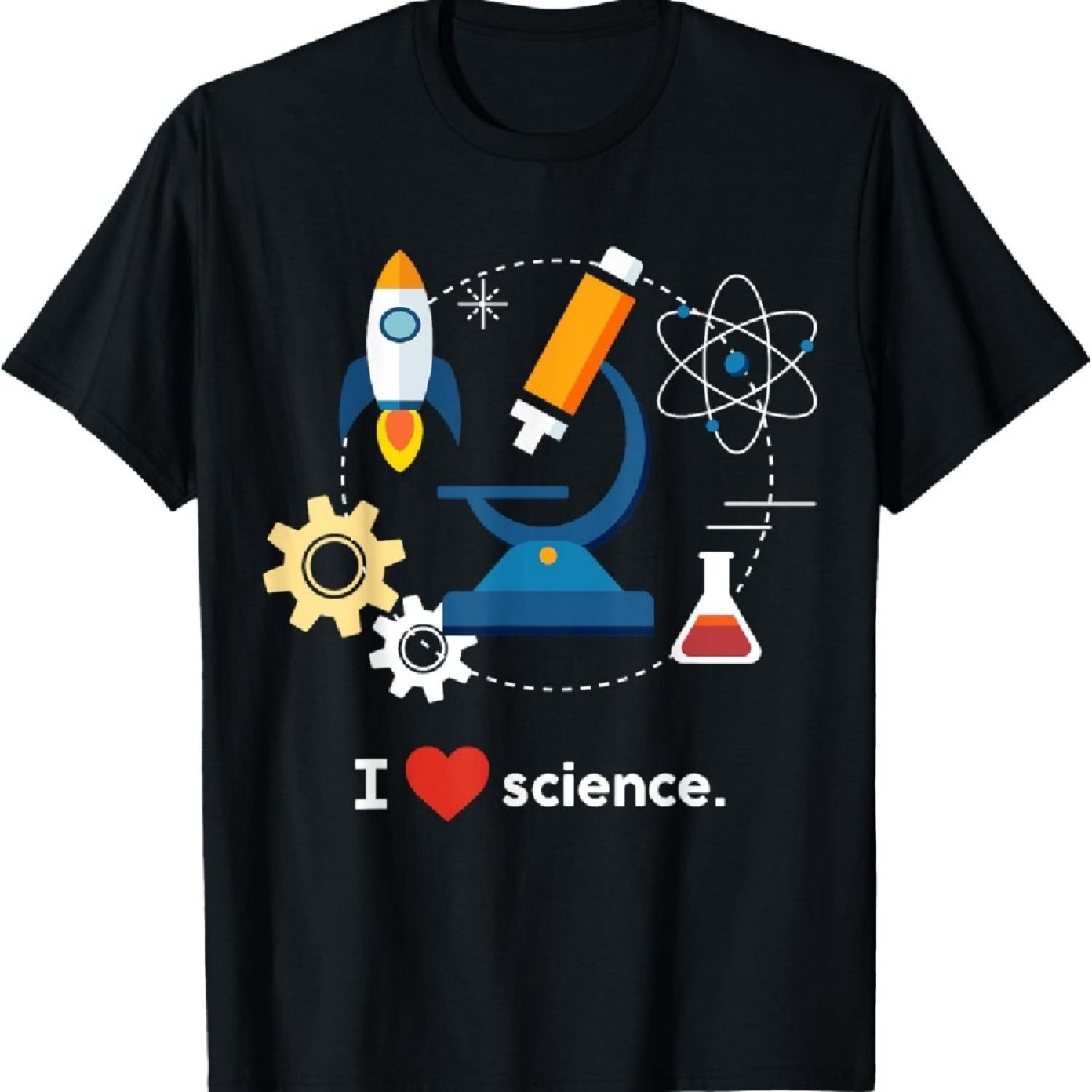 

I Love Science T-Shirt (Black, Unisex-Kids, Short Sleeve, T-Shirt, Small) XXXXXL чорний