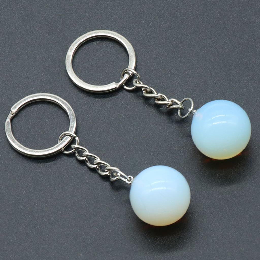 1pc Natural Crystal Stone Keychain Pendant Agate Ball Crystal KeyChain Handbag Decor Motorcycle Keychains Key Ring Holder KTJ