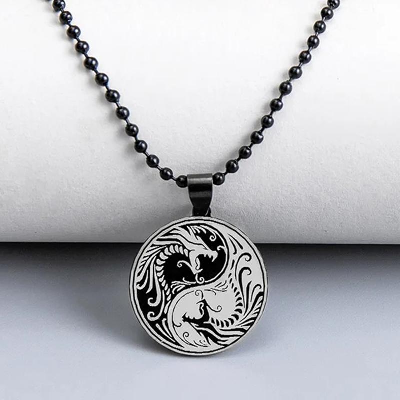 Ethnische Chinesische Yin Yang Tai Chi Halskette Rund Edelstahl Lebensbaum Halsketten Für Männer Taoistischer Schmuck