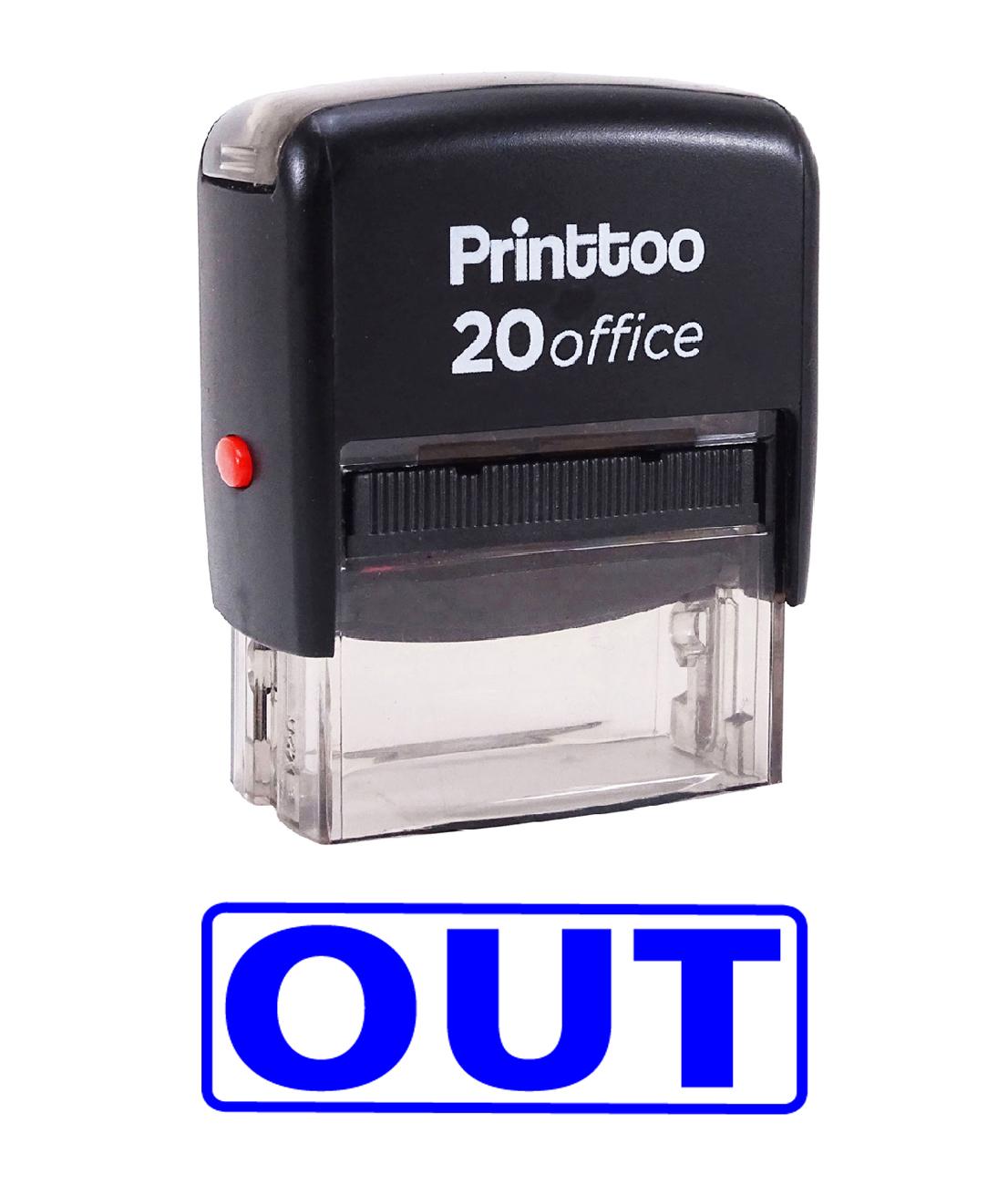 

Printtoo Rubber Stamp Office Stationary OUT Self Inking Custom Stamp-Black 14 mm x 38 mm (Approx) синій