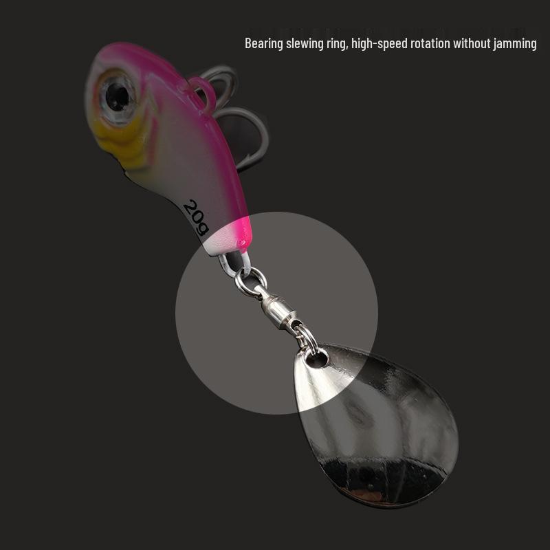 Cyclone 3 Metal VIB Bass & Mandarin Fish Lure with Spinning Slider, Long Cast, Enhanced Blood Bar & Treble Hook.