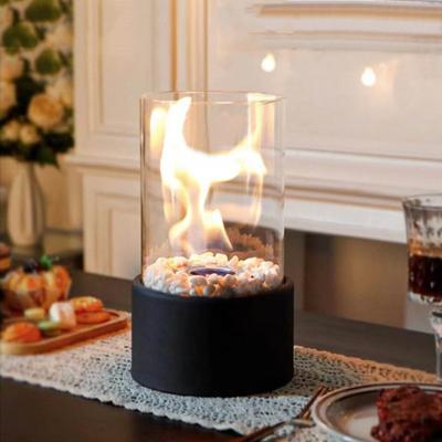 Desktop Firepit with Clear Glass Cover Indoor Outdoor Backyard Balcony Patio Table Fireplace