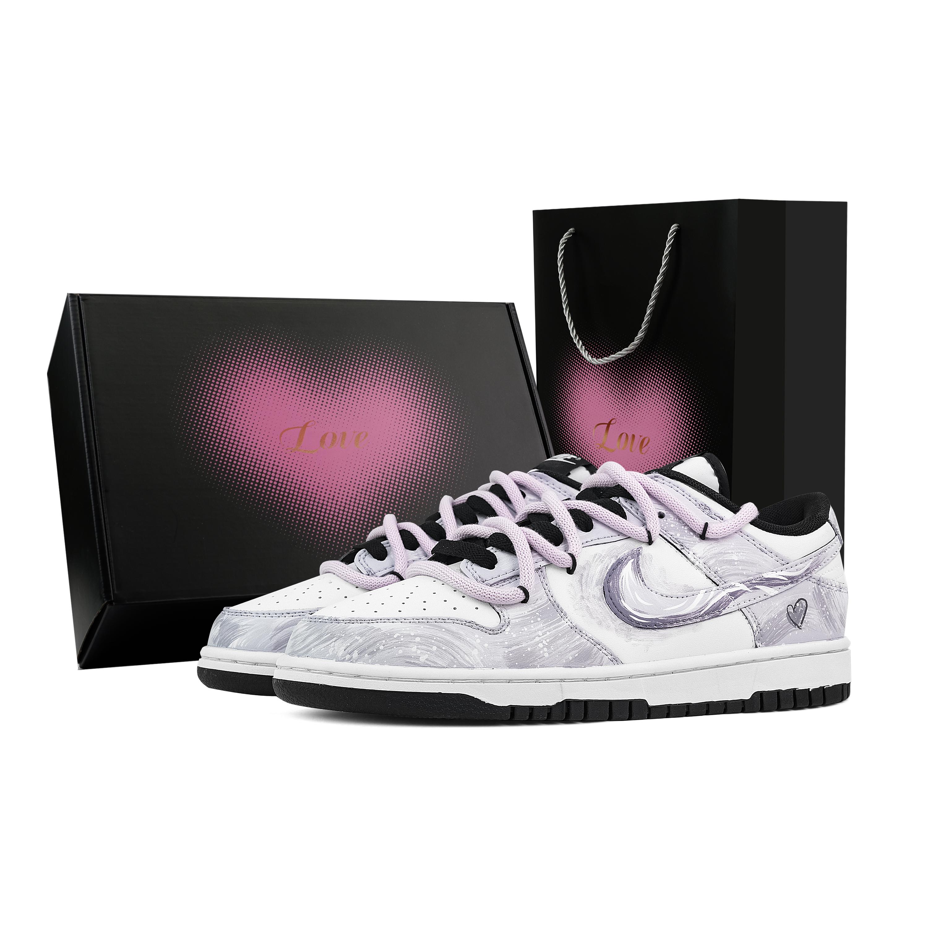

Nike Dunk Bellflower Purple Heart Box Abrasion Resistant Low top Skateboard Shoes Unisex Purple White DD1391-100(Team773--) 39