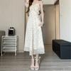 Gentle Floral Suspender Skirt French Retro Waist Slim New V-neck Dress Is Popular This Year, Sweet Women's Clothing
