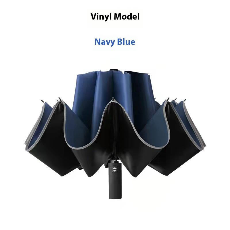 

Automatic Folding Large Parasol Ten Bones Dual-use Black Plastic Sun Protection Umbrella