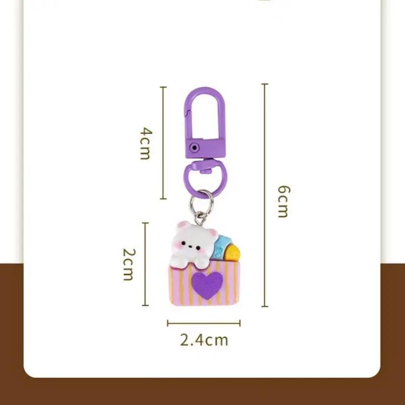 Cute Cartoon Animal Keychain For Keys And Accessories Cute Resin Animal Box Keychain Diy Bag Charm Girly Key Ring