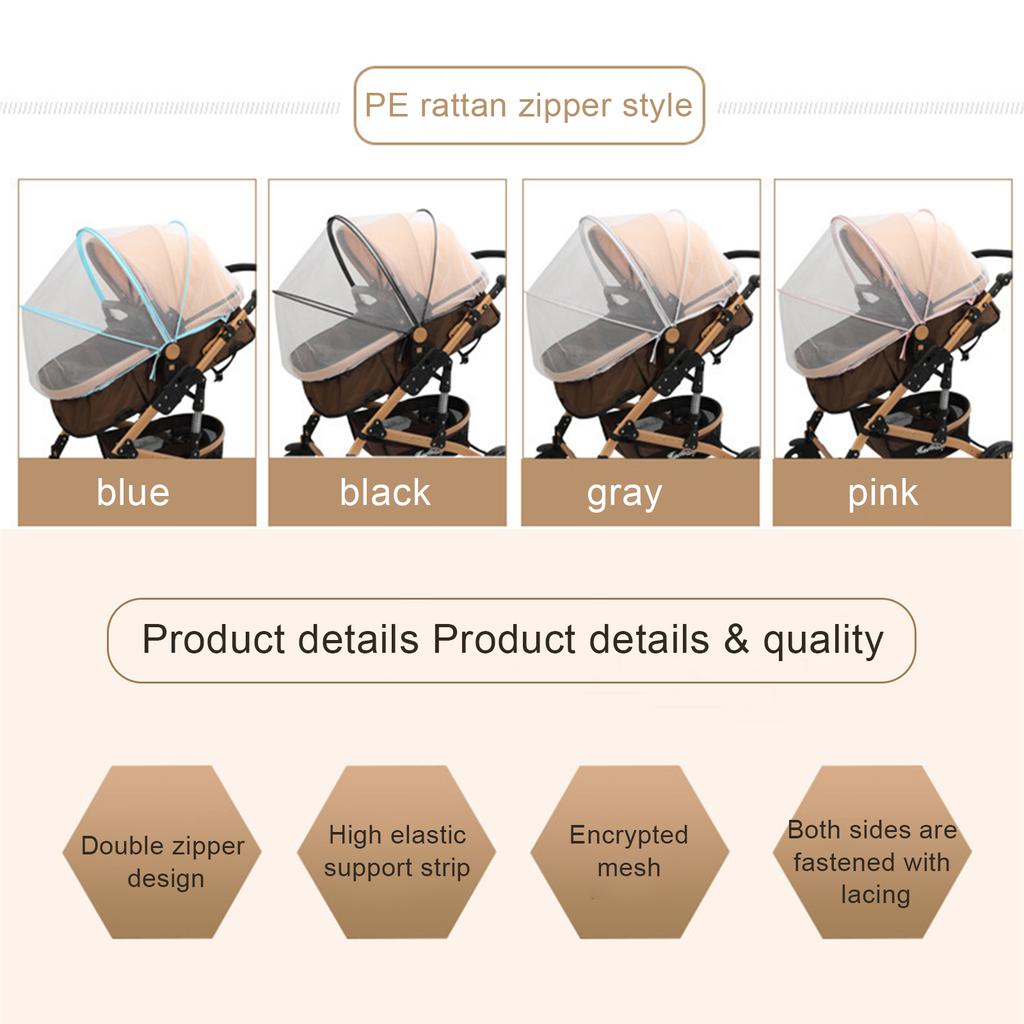 Baby Stroller Bug Net Cute Pattern Universal Breathable Windproof Full Covered Stroller Net