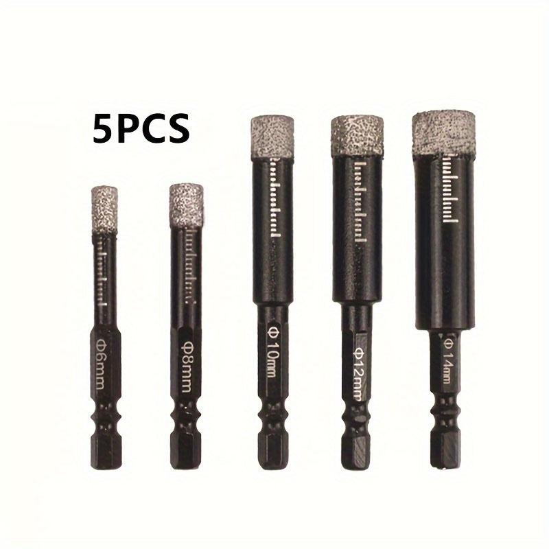 5Pcs Dry Diamond Drill Bits For Porcelain Granite Tile Glass Ceramics Marble Vitrified Tile Hole Opener Diamond Drill Bit Set