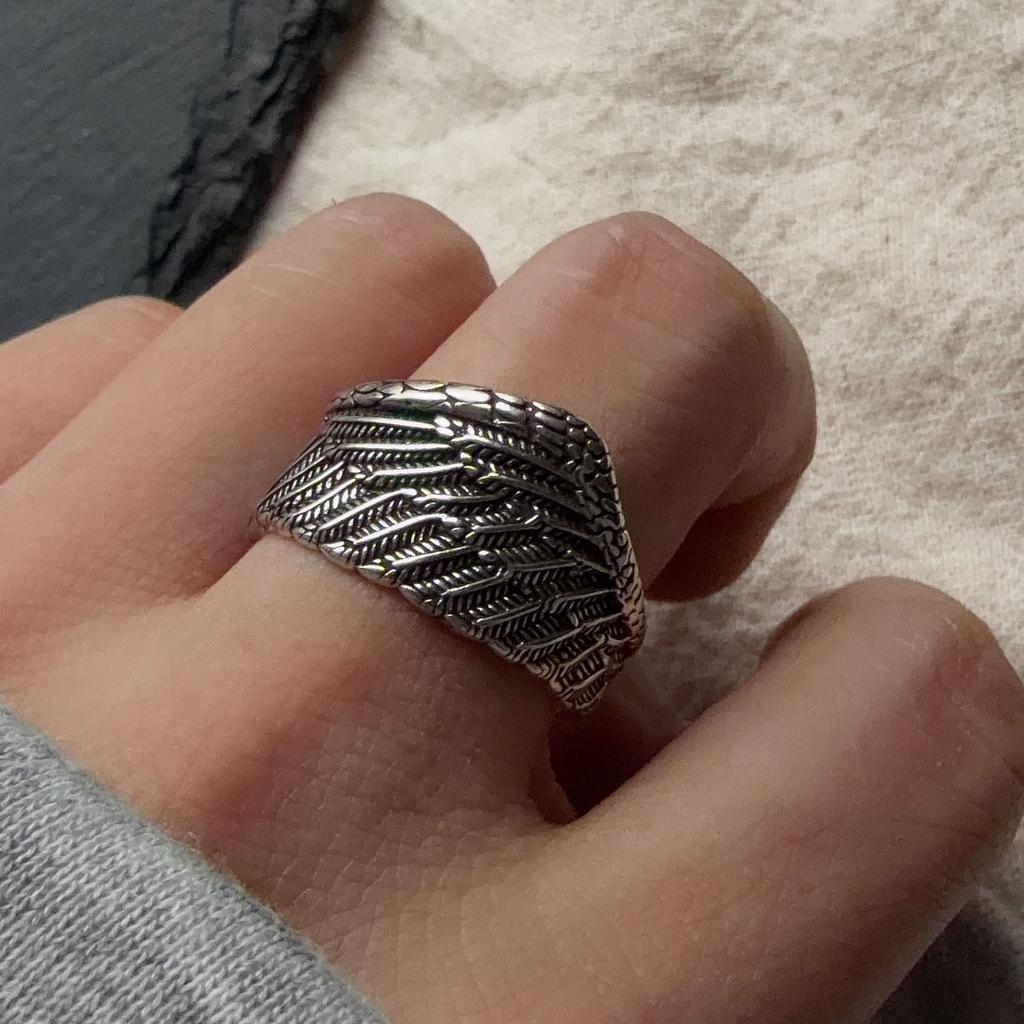 Xiaomi 925 Sterling Silver Rings For Women Geometric Fine Jewelry Finger Adjustable Wide Retro Wing Ring For Party Birthday Gift