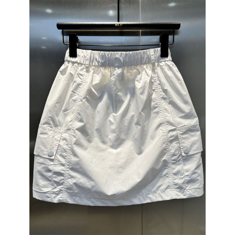 Summer New Drawstring Design Multi-Pocket Workwear A- line Skirt Loose Slim Looking Casual Easiest for Match Exposure-Proof Skirt