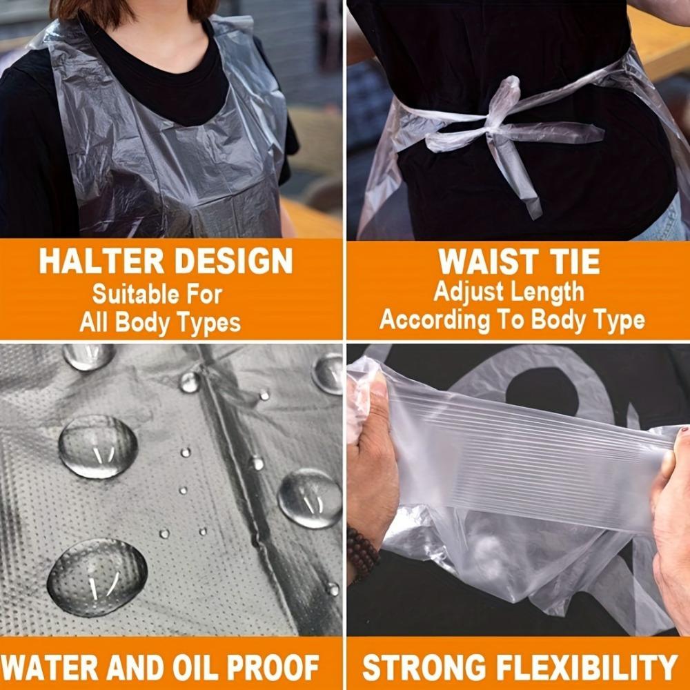 50/100pcs Disposable Plastic Aprons. For painting, cooking, chores & picnics.