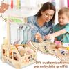 Wood Storage Crate with Wheels Baby Shower Clothing Basket Toys Organizer Box Children Long Handle Boys Girls Gift Basket