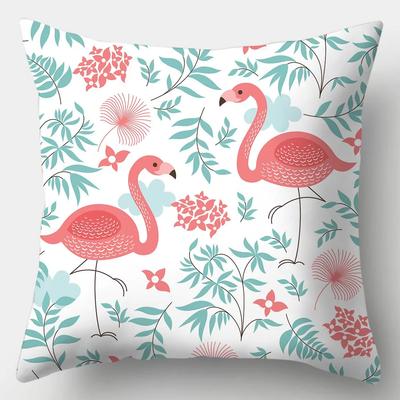Tropical Plant Flamingo Print Pattern Square Pillowcase Home Living Room Sofa Decoration Soft Cushion Cover