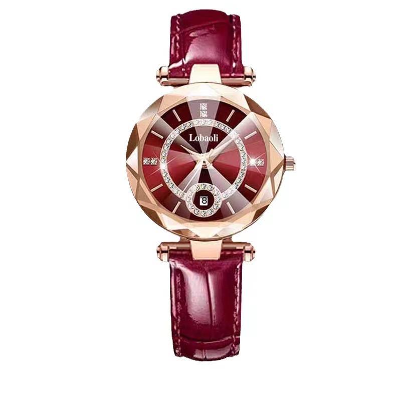 Elegant Ladies' Quartz Watch with Diamond Accents, Durable Glass, and Steel Band