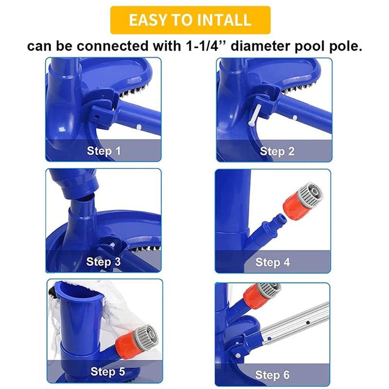 Portable Swimming Pool Jet Vacuum Cleaner Underwater with Mesh Bag, Pool Mini Jet Vacuum Suction for Head for Pool Fount
