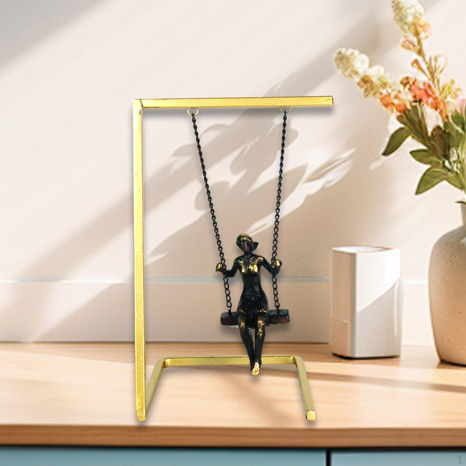 Elegant Swinging Figure Sculpture for Home Decoration Women