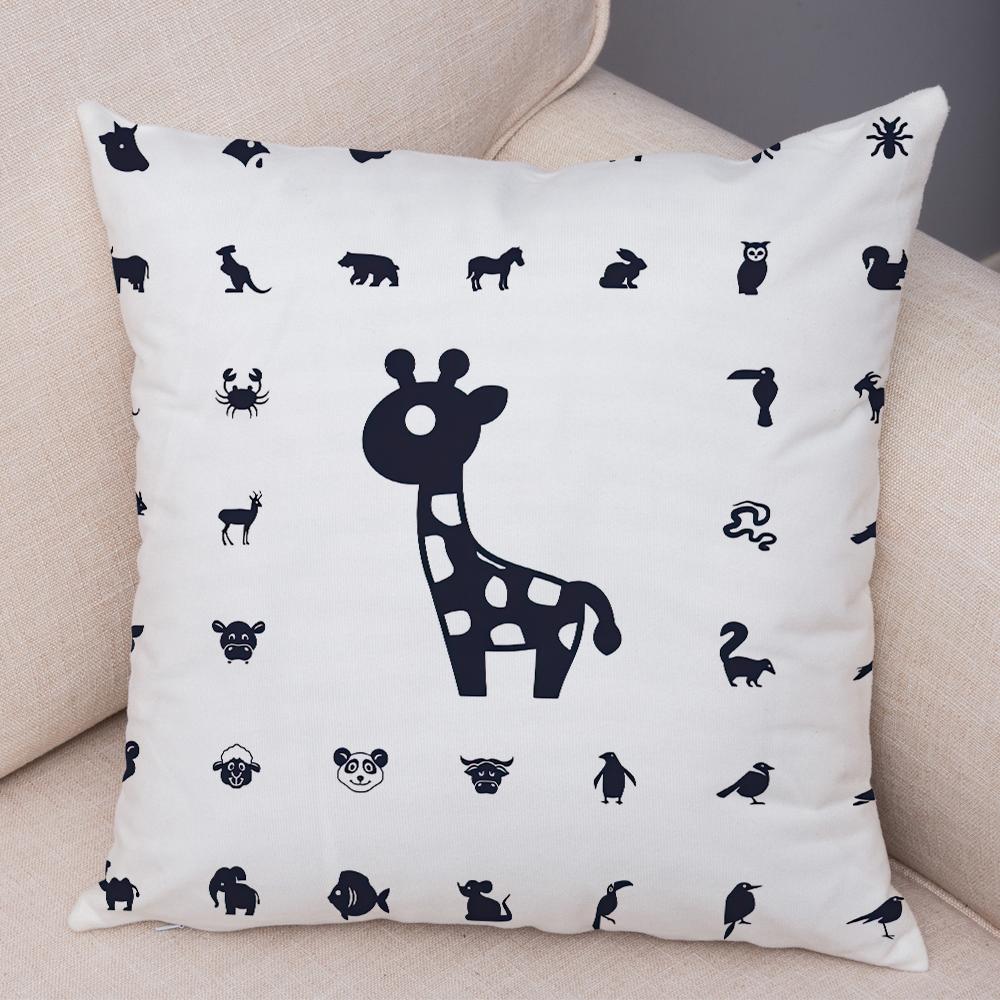 Cute Animal Silhouette Pattern Double Sided Printed Cushion Cover Soft Home Decor Pillowcase