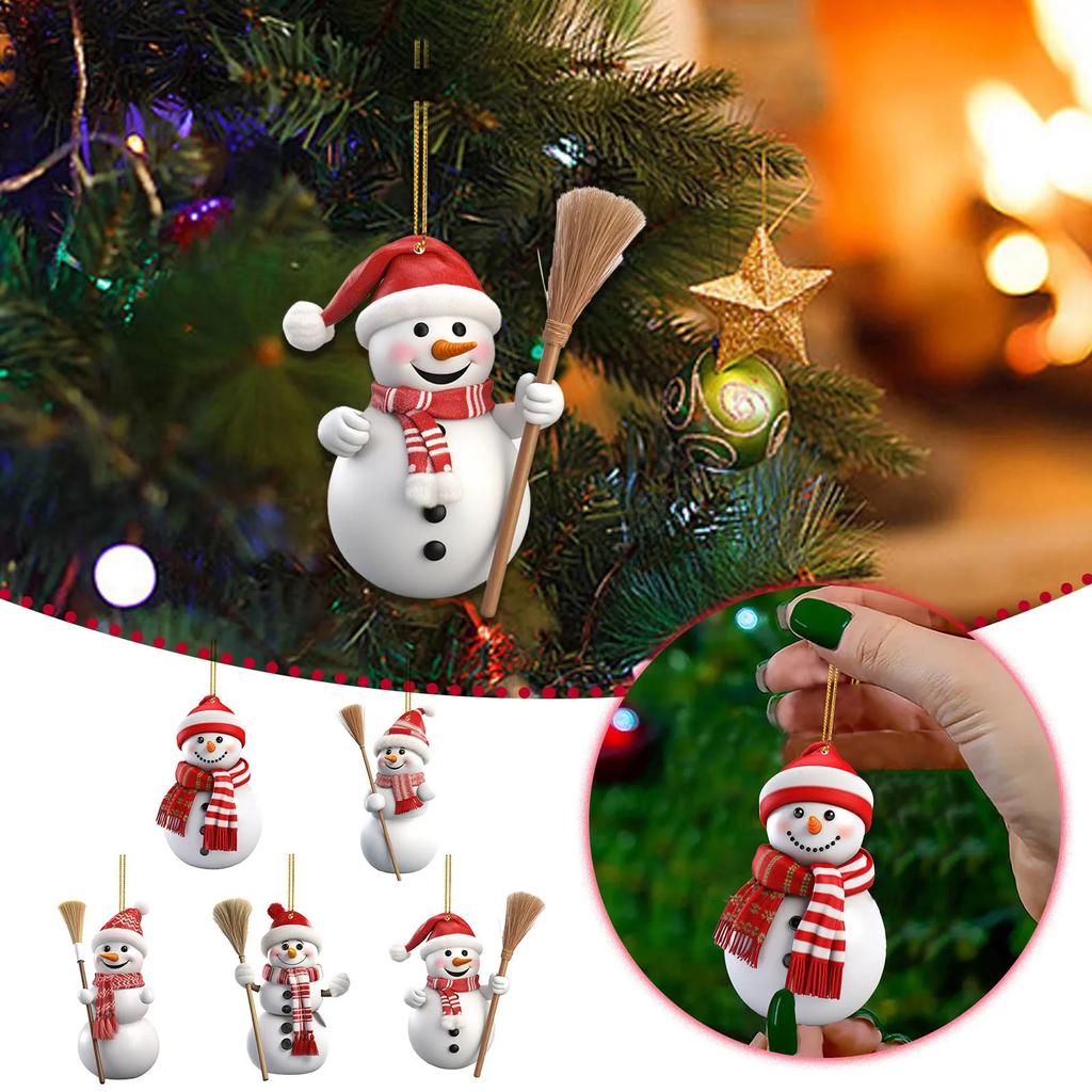Christmas Pendant Cartoon Tree Ornament Christmas Decor 2D Design Holiday Ornament For Christmas Party Tree Decoration Home