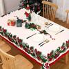 Christmas Tablecloth Winter Snowman Xmas Tree Wreath Design Rectangle Tablecloths Washable Fabric Table Cover