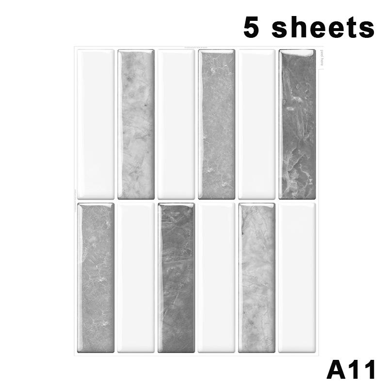 5/10Pcs Non Fading Wall Tile Stickers Peel and Stick Waterproof Oil Proof Heat Resistant for Dining Area Wall Decoration