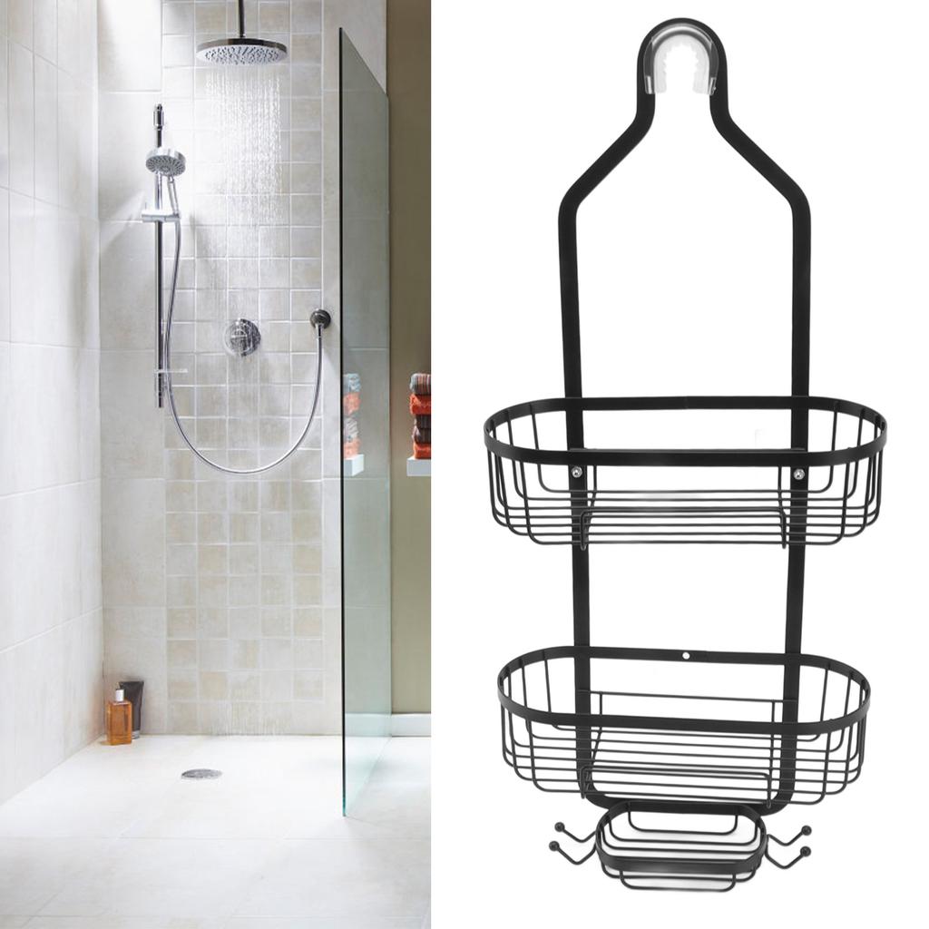 Metal Iron Wall Mounted Bathroom Basket 2 Layer Punch   Bathroom Shelves Toilet Accessories