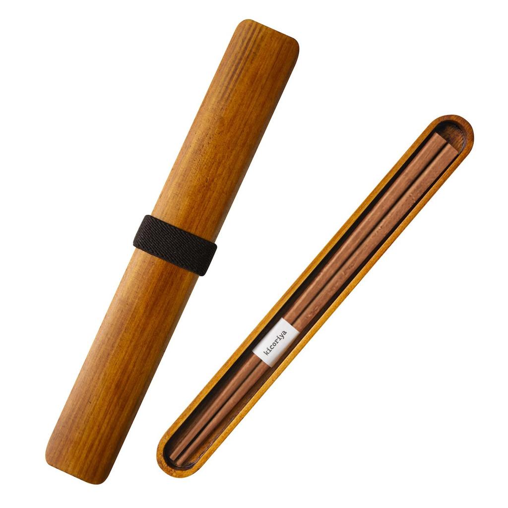 wooden chopstick case natural wood Dishwasher-safe set, brown, kicoriya,