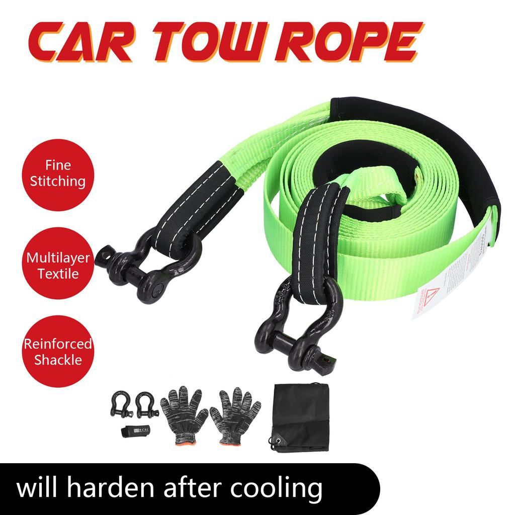 Tow Rope OffRoad Recovery Polyester Pulling Pull Strap 5 Metres 5 Ton for Car Vehicle(Orange )